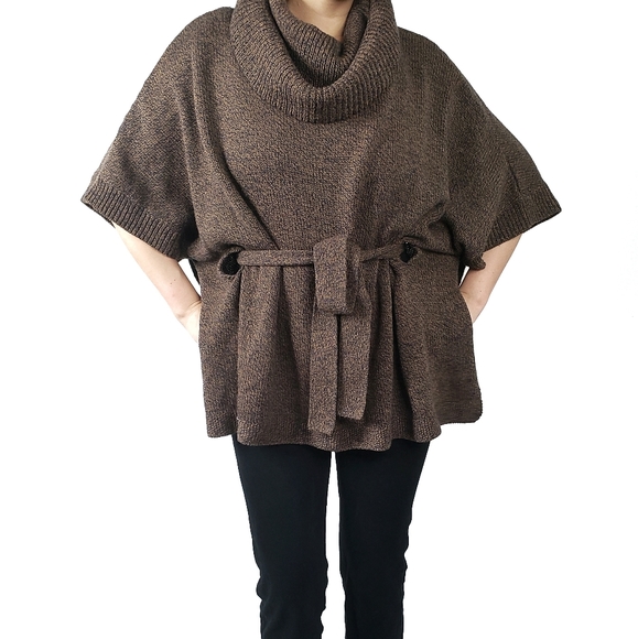 H&M Poncho Style Brown Heathered Sweater (XS) - Picture 8 of 12